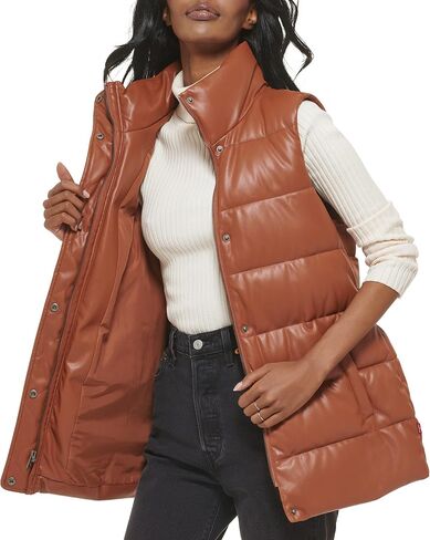 Levi's Women's Plus Size Vegan Leather Puffer Vest in Saudi Arabia