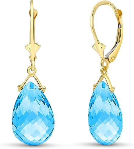 Galaxy Gold GG 10.2 Carat 14k Solid Gold Fortune Blue Topaz Earrings in Saudi Arabia