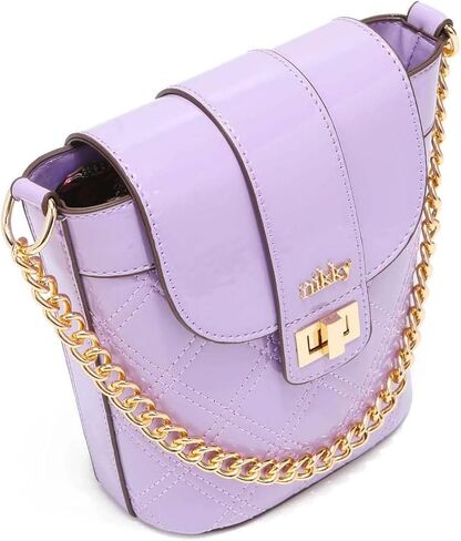 DESTINY BY NICOLE LEE Crossbody Bag with Adjustable Shoulder Strap and Chain Handle Patent Fashion Handbag for Women Girls in Saudi Arabia