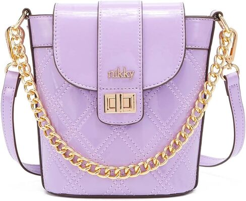 DESTINY BY NICOLE LEE Crossbody Bag with Adjustable Shoulder Strap and Chain Handle Patent Fashion Handbag for Women Girls in Saudi Arabia