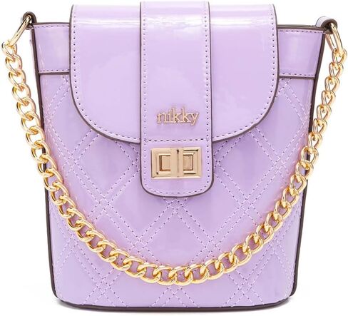 DESTINY BY NICOLE LEE Crossbody Bag with Adjustable Shoulder Strap and Chain Handle Patent Fashion Handbag for Women Girls in Saudi Arabia