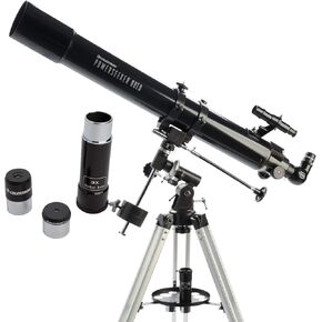 سيليسترون - تلسكوب PowerSeeker 80EQ - تلسكوب استوائي ألماني يدوي للمبتدئين - صغير الحجم ومحمول - حزمة برامج علم الفلك الإضافية - فتحة 80 مم
