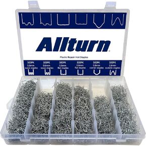Allturn 1200 دبابيس لحام بلاستيكية، دبابيس لحام بلاستيكية، 6 أنواع دبابيس ساخنة لإصلاح جميع مصدات السيارات والشقوق البلاستيكية والبلاستيك المصنوع يدويًا.