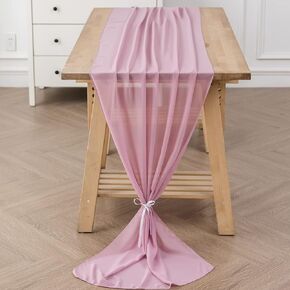 1Pack 10ft Chiffon Table Runner 29x120 Inch Sheer Romantic Table Runner for Wedding Birthday Party Bridal Shower Outdoor Decoration-Black
