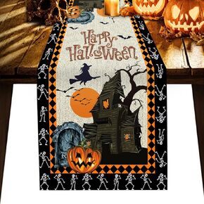 مفرش طاولة للهالوين، ديكور جمجمة يقطين للهالوين للمطبخ وطاولة الطعام في الاماكن المغلقة والمفتوحة وديكور الحفلات المنزلية 13 × 72 انش in Kuwait