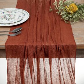 DOLOPL Beige Cheesecloth Table Runner 10FT Boho Gauze Table Runner 120inch Long Sheer Cheese Cloth Table Runner for Rustic Baby Shower Bridal Wedding Birthday Decorations
