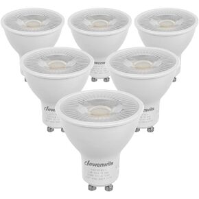 DEWENWILS GU10 LED Dimmable Bulb, 3000K Warm White Track Light Bulb, 7W(50W Halogen Equivalent) Two Prong Light Bulb for Kitchen Range Hood, Living Room, Bathroom, Bedroom, 500LM, 6 Pack, UL Listed in Saudi Arabia