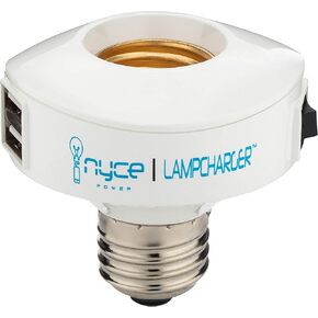 Nyce Power LampCharger محول مقبس المصباح الكهربائي، ومحطة شحن USB بمقبس الإضاءة، ومنافذ شاحن USB، ومحول شاحن الجهاز اللوحي والهاتف | 60 واط كحد أقصى (شاحن المصباح مع 2 منافذ USB) in Kuwait
