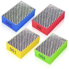Diamond Hand Polishing Pad Sanding: 4pcs Diamond Sanding Pads, Diamond Polishing Pads Foam Backing, Tile Polishing Pads for Grinder, Sanding Blocks for Ceramic Tile Glass Grinding(Grit 60/100/200/400) in Saudi Arabia