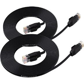 CableGeeker Cat 6 Flat Ethernet Cable 100ft, 10Gbps, Black in Saudi Arabia