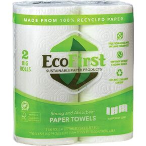 Recycled Paper Towels (2 Rolls) - Bulk Paper Towels - Paper Towels Half Sheet - Kitchen Paper Towels - Eco Friendly Paper Towels - Whitened Without Bleach - Free of Dyes, Inks & Fragrances in Saudi Arabia