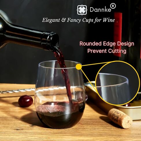 48 Stemless Wine Glass Plastic,12oz Clear Plastic Wine Glasses For Parties Disposable Party Cups, Disposable Wine Glasses, Plastic Wine Cups,Wine Glasses Plastic Disposable Plastic Wine Tumbler in Saudi Arabia