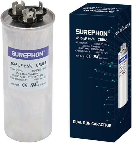 SUREPHON CBB65 Run Capacitor for ac 45/5 uf 45+5 MFD Dual 370-440 Volt, Works for HVAC, Air Conditioners, Heat Pumps in Saudi Arabia