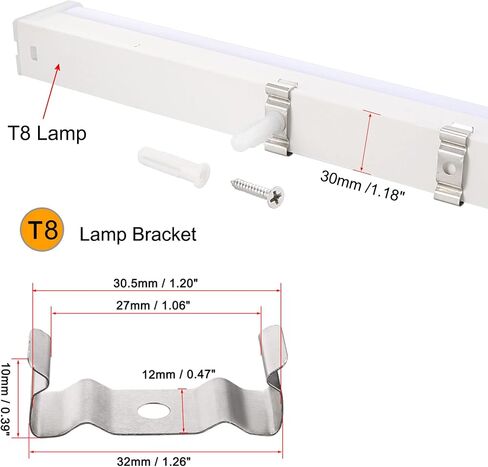 MECCANIXITY T5 Clips Bracket Hanger Fluorescent Tube Light Fixture Holder Clamps with Screws for LED Bulbs Ceiling Lamp, Pack of 10 in Kuwait