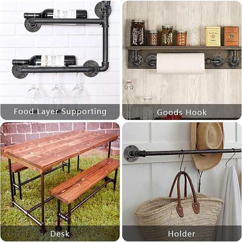 مشابك أنابيب معدنية سوداء متينة على شكل حرف U من Baby Flower، وحزامين بفتحتين وتركيبات رفوف صناعية على شكل حرف U (عبوة من 6) (3/4 بوصة) (202201) in Kuwait