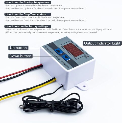 4 قطع XH-W3001 ترموستات مفتاح تحكم رقمي في درجة الحرارة LED مع مسبار مقاوم للماء، تسخين وتبريد إلكتروني ترموستات قابل للبرمجة DC12V 10A 120W يتراوح من -50 درجة مئوية إلى 110 درجة مئوية in Kuwait