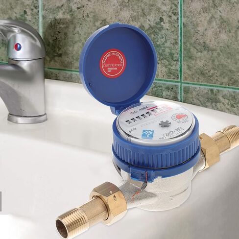 VILLCASE Water Flow Meter TS- S300E Water Meter Accurate Long Time Cold Water Meter, 3/4 NPT Couplings, Measuring in Cubic Meter Garden Water Meter in Saudi Arabia