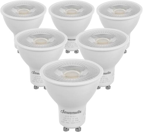 DEWENWILS GU10 LED Dimmable Bulb, 3000K Warm White Track Light Bulb, 7W(50W Halogen Equivalent) Two Prong Light Bulb for Kitchen Range Hood, Living Room, Bathroom, Bedroom, 500LM, 6 Pack, UL Listed in Saudi Arabia