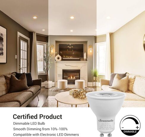 DEWENWILS GU10 LED Dimmable Bulb, 3000K Warm White Track Light Bulb, 7W(50W Halogen Equivalent) Two Prong Light Bulb for Kitchen Range Hood, Living Room, Bathroom, Bedroom, 500LM, 6 Pack, UL Listed in Saudi Arabia