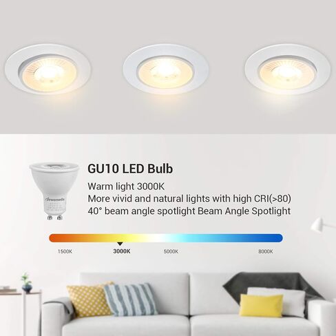 DEWENWILS GU10 LED Dimmable Bulb, 3000K Warm White Track Light Bulb, 7W(50W Halogen Equivalent) Two Prong Light Bulb for Kitchen Range Hood, Living Room, Bathroom, Bedroom, 500LM, 6 Pack, UL Listed in Saudi Arabia