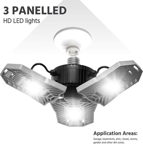 Triburst Deluxe by Bell+Howell, ASON TV 5500 Lumens/6500 Kelvin Indoor Lights, Ultra Bright Lighting with 144 LED Bulb, Multi-Directional Triple Panel Bedroom, Garage, Ceiling Light in Saudi Arabia