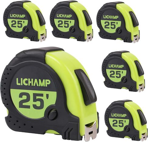 LICHAMP Tape Measure 25 ft, 6 Pack Bulk Easy Read Measuring Tape Retractable with Fractions 1/8, Multipack Measurement Tape 25-Foot by 1-Inch, C6GN in Saudi Arabia