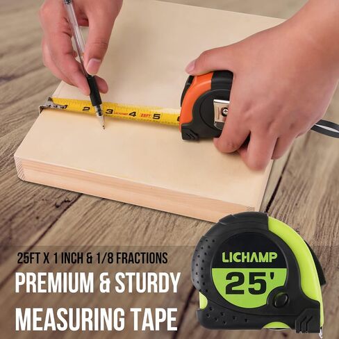 LICHAMP Tape Measure 25 ft, 6 Pack Bulk Easy Read Measuring Tape Retractable with Fractions 1/8, Multipack Measurement Tape 25-Foot by 1-Inch, C6GN in Saudi Arabia