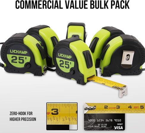 LICHAMP Tape Measure 25 ft, 6 Pack Bulk Easy Read Measuring Tape Retractable with Fractions 1/8, Multipack Measurement Tape 25-Foot by 1-Inch, C6GN in Saudi Arabia