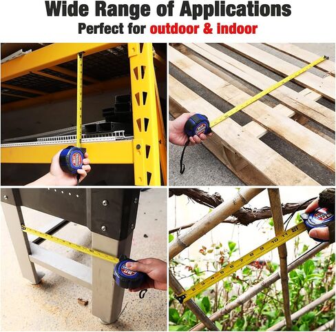 شريط قياس WORKPRO بطول 25 قدم، شريط قياس سهل القراءة بنسبة 1/8 جزء، دقة شريط قياس طلاء النايلون القابل للسحب 1/32، خطاف مغناطيسي، مشبك حزام، غلاف واقي مطاطي in Kuwait