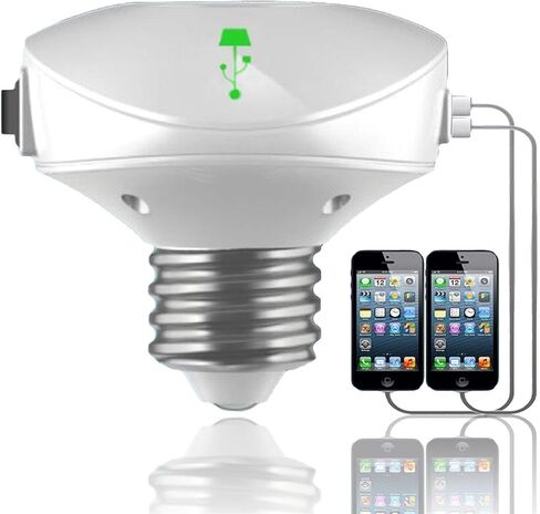 Nyce Power LampCharger محول مقبس المصباح الكهربائي، ومحطة شحن USB بمقبس الإضاءة، ومنافذ شاحن USB، ومحول شاحن الجهاز اللوحي والهاتف | 60 واط كحد أقصى (شاحن المصباح مع 2 منافذ USB) in Kuwait