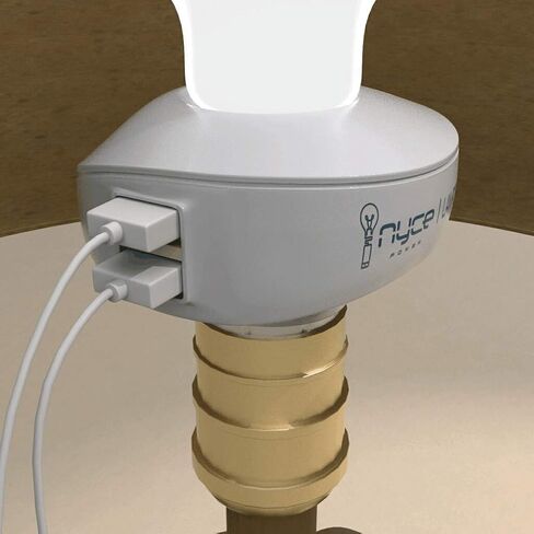 Nyce Power LampCharger محول مقبس المصباح الكهربائي، ومحطة شحن USB بمقبس الإضاءة، ومنافذ شاحن USB، ومحول شاحن الجهاز اللوحي والهاتف | 60 واط كحد أقصى (شاحن المصباح مع 2 منافذ USB) in Kuwait