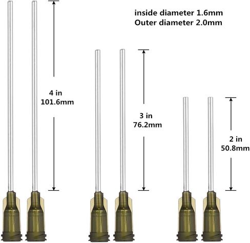 6 Pack 100ml Syringes with 14G 4.0" 3.0'' 2.0" Blunt Tip Needles and Storage Caps(Luer Lock), Plastic Reusable Syringe for Glue Applicator, Oil Dispensing Multiple Uses in Kuwait