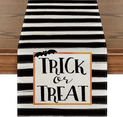 Artoid Mode Trick or Treat Bat Table Runner, Seasonal Fall Halloween Holiday Kitchen Dining Table Decoration for Indoor Outdoor Home Party Decor 13 x 36 Inch in Saudi Arabia