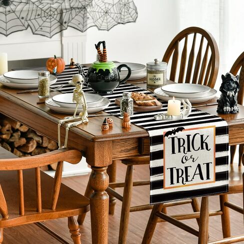 Artoid Mode Trick or Treat Bat Table Runner, Seasonal Fall Halloween Holiday Kitchen Dining Table Decoration for Indoor Outdoor Home Party Decor 13 x 36 Inch in Saudi Arabia