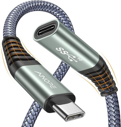 AINOPE [كابل تمديد USB C بطول 2 متر/6.6 قدم، 10 جيجابت في الثانية/USB3.2 موسع USB من النوع C سريع النقل 100 وات/5 أمبير متوافق مع PSVR2/USB C Hub/MacBook Air M2 Pro/iPad Pro/شاحن Magsafe/Dell XPS (رمادي) in Kuwait