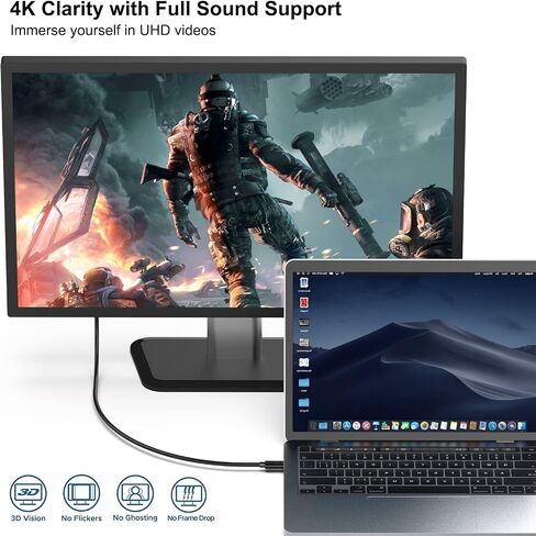 كابل BENFEI USB C إلى HDMI بطول 6 أقدام [4K@60 هرتز، هيكل من الألومنيوم، مجدول من النايلون]، كابل USB من النوع C إلى HDMI [Thunderbolt 3/4/5] متوافق مع MacBook Pro/Air/iPad Pro 2023/2022/2021/2020/2019، رمادي in Kuwait