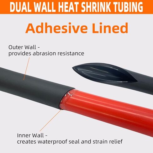 مجموعة أنابيب الانكماش الحراري السلكية - مبطنة بمادة لاصقة بنسبة 4:1، أنابيب تغليف مقاومة للحرارة للكهرباء الصناعية المقاومة للماء، موصل حماية عازل أسود، أنابيب قابلة للانكماش بالحرارة، 73 قطعة/7 مقاسات من SZNNZD in Kuwait