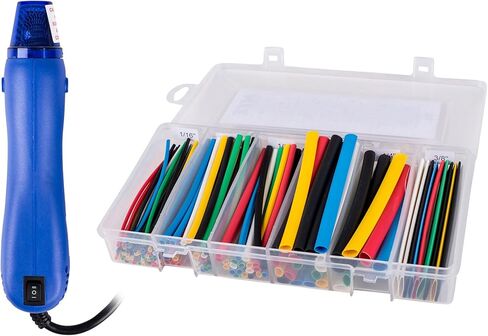 مسدس حراري مصغر من ECG HG-HS-9 HG-300D مع مجموعة أنابيب رقيقة الجدار قابلة للانكماش الحراري، سرعتان، 350 وات، متعدد الألوان in Kuwait