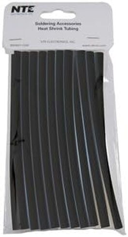 NTE Electronics 47-20506-BK أنبوب انكماش حراري، جدار رقيق، نسبة انكماش 2:1، قطر 1/4 بوصة، طول 6 بوصة، أسود (عبوة من 20 قطعة) in Kuwait