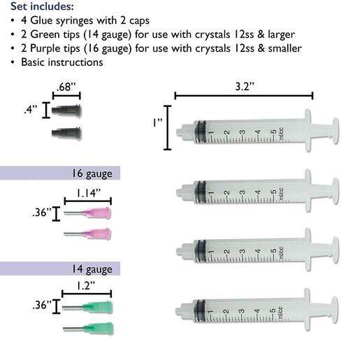 The Beadsmith Glue Syringes - CrystalFX - 4 Syringes, 4 Tips and 2 caps - Use with Thick Viscosity Glues - Precision Adhesive for Attaching Crystals, Rhinestones, Flat Back Stones, Gems & JewelsH in Kuwait