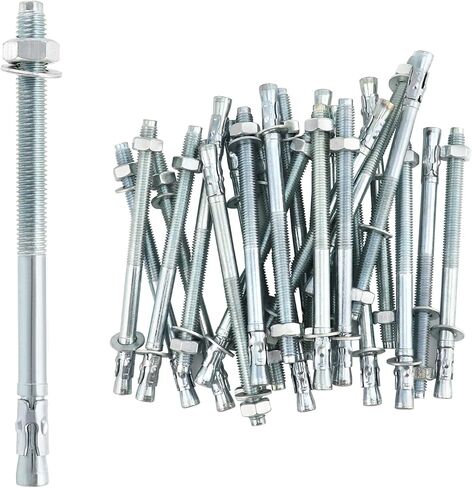 QWORK Wedge Anchor, 25 Pcs 1/2'' x 7" Heavy Duty Fastener for Concrete, Zinc Plated Wedge Concrete Wall Anchors Bolt in Saudi Arabia