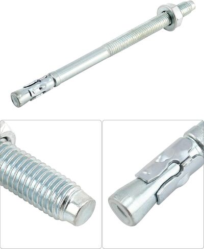 QWORK Wedge Anchor, 25 Pcs 1/2'' x 7" Heavy Duty Fastener for Concrete, Zinc Plated Wedge Concrete Wall Anchors Bolt in Saudi Arabia