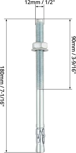 QWORK Wedge Anchor, 25 Pcs 1/2'' x 7" Heavy Duty Fastener for Concrete, Zinc Plated Wedge Concrete Wall Anchors Bolt in Saudi Arabia