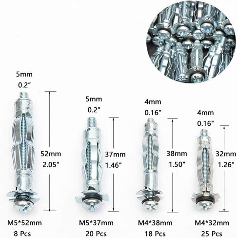 أداة تثبيت الحائط من Home Master Hardware شديدة التحمل مع Molly Bolt Hollow Drive Wall Ancherboard Fixerboard 72 قطعة in Kuwait