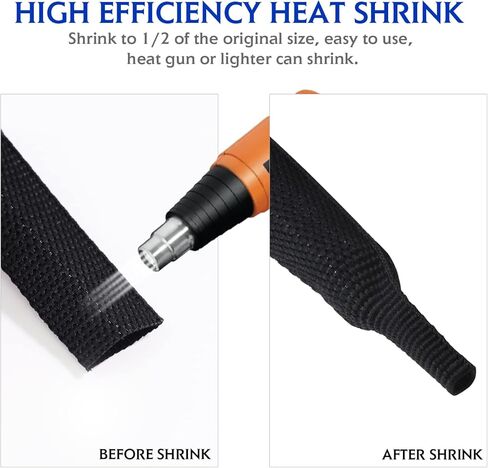 انبوب قماش قابل للانكماش بالحرارة بطول 1 انش بطول 18 قدم، غلاف بوليستر مرن منسوج بإحكام، لحزم اسلاك خراطيم السيارات والبحرية المطاطية in Kuwait