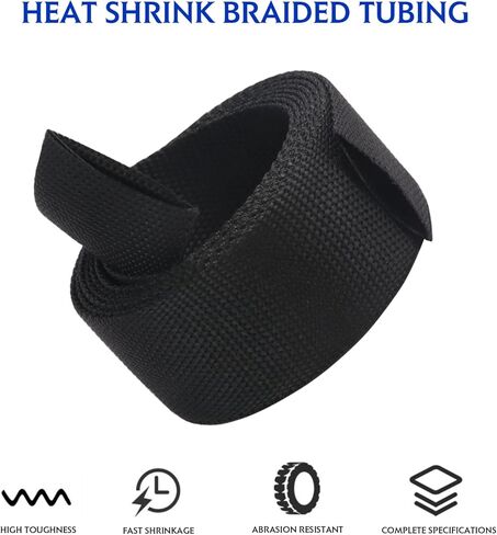 انبوب قماش قابل للانكماش بالحرارة بطول 1 انش بطول 18 قدم، غلاف بوليستر مرن منسوج بإحكام، لحزم اسلاك خراطيم السيارات والبحرية المطاطية in Kuwait