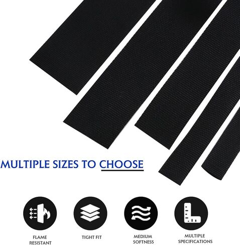 انبوب قماش قابل للانكماش بالحرارة بطول 1 انش بطول 18 قدم، غلاف بوليستر مرن منسوج بإحكام، لحزم اسلاك خراطيم السيارات والبحرية المطاطية in Kuwait