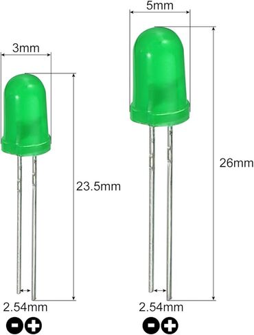 PATIKIL 3 مم، 5 مم صمامات ثنائية باعثة للضوء، 100 قطعة LED 1.8-3 فولت مصابيح ثنائية باعثة للضوء للعلوم، DIY، مصابيح إضاءة، 5 ألوان in Kuwait