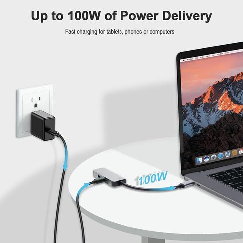 محول USB C إلى HDMI، HUGIN[4K 60 هرتز] موزع من النوع C إلى مخرج HDMI ومنفذ USB 3.0 ومنفذ شحن PD 100 وات، محول USB-C رقمي AV متعدد المنافذ لجهاز MacBook Pro/Air، iPad Pro/Air/Mini، Galaxg S21 /S20 وأكثر in Kuwait