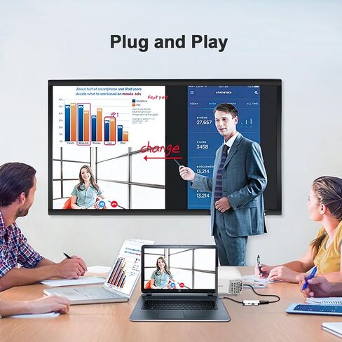 محول USB C إلى HDMI، HUGIN[4K 60 هرتز] موزع من النوع C إلى مخرج HDMI ومنفذ USB 3.0 ومنفذ شحن PD 100 وات، محول USB-C رقمي AV متعدد المنافذ لجهاز MacBook Pro/Air، iPad Pro/Air/Mini، Galaxg S21 /S20 وأكثر in Kuwait